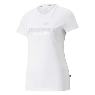 Puma ESSENTIALS+ METALLIC LOGO TEE Dámské tričko, bílá, velikost