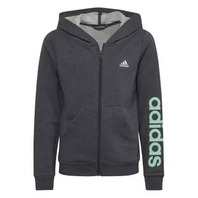 adidas LINEAR FULL-ZIP HOODIE Dívčí mikina, tmavě šedá, velikost