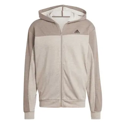 adidas MELANGE FULL-ZIP HOODIE Pánská mikina, béžová, velikost