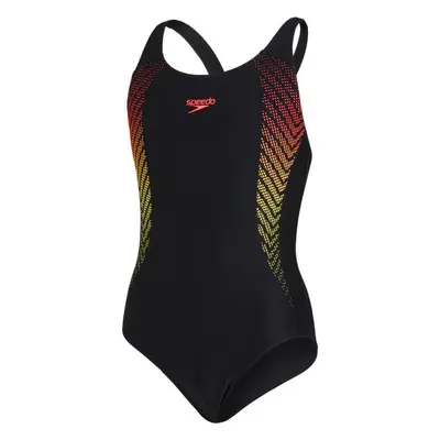 Speedo PLASTISOL PLACEMENT MUSCLEBACK Dívčí jednodílné plavky, černá, velikost