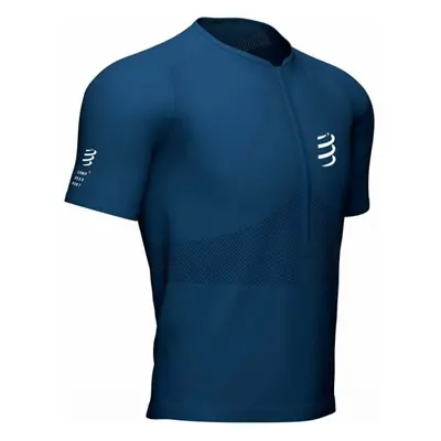 Compressport TRAIL HALF-ZIP FITTED SS TOP Pánský běžecký dres, tmavě modrá, velikost