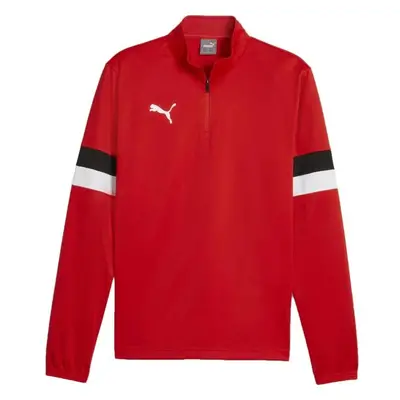 Puma TEAMRISE 1/4 ZIP TOP Pánská mikina se zipem, červená, velikost