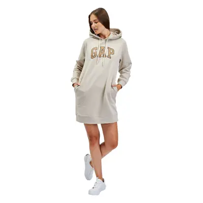 GAP HOODIE DRESS Dámské mikinové šaty, béžová, velikost