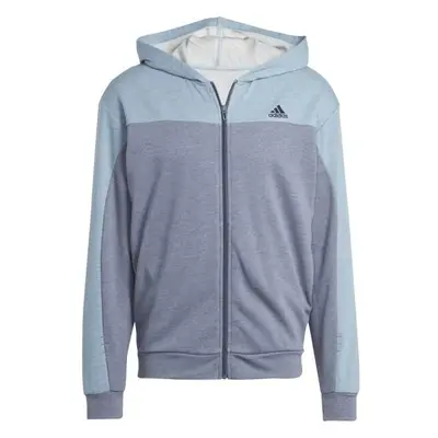 adidas MELANGE FULL-ZIP HOODIE Pánská mikina, světle modrá, velikost