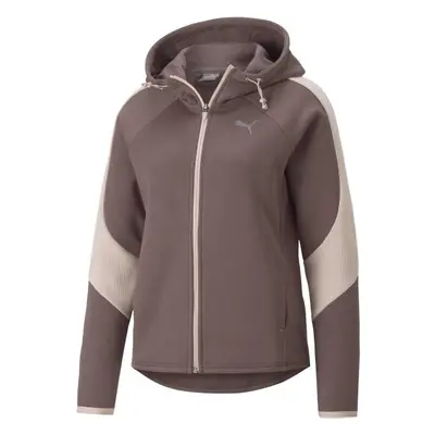 Puma EVOSTRIPE FULL ZIP HOODIE Dámská mikina, hnědá, velikost