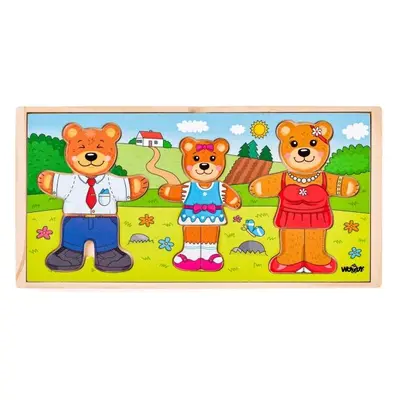 WOODY DRESS UP YOUR BEAR FAMILY Dřevěné puzzle, mix, velikost