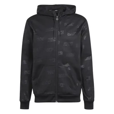 adidas EMBOSSED FULL-ZIP HOODIE Pánská mikina, černá, velikost