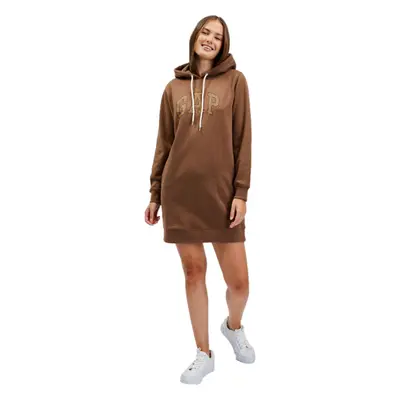 GAP HOODIE DRESS Dámské mikinové šaty, hnědá, velikost