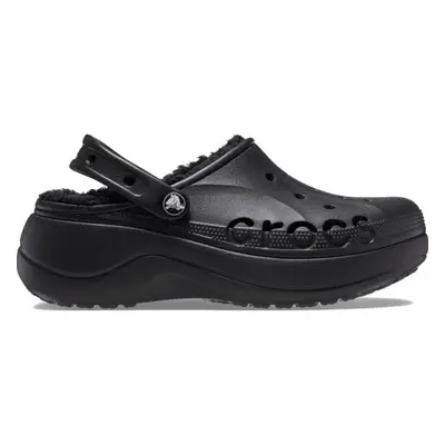 Crocs BAYA PLATFORM LINED CLOG Dámské zateplené nazouváky, černá