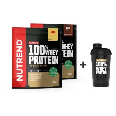 Nutrend 100% WHEY PROTEIN DÁRKOVÉ BALENÍ 2x G + 1x SHAKER Proteiny + shaker, , velikost