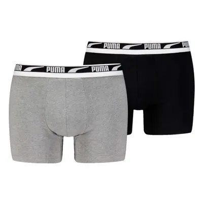 Puma MEN EVERYDAY MULTI LOGO BOXER 2P Pánské boxerky, černá, velikost