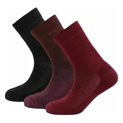 Devold DAILY MERINO MEDIUM SOCK 3PK Dámské vlněné ponožky, vínová, velikost