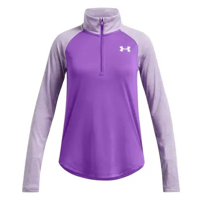 Under Armour TECH GRAPHIC 1/2 ZIP Dívčí tričko s dlouhým rukávem, fialová, velikost