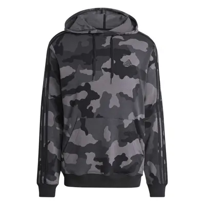 adidas CAMO HOODIE Pánská mikina, tmavě šedá, velikost