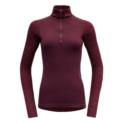 Devold DUO ACTIVE WOMAN ZIP NECK Dámský rolák, vínová, velikost