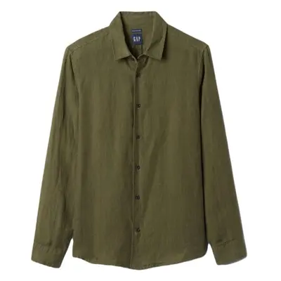 GAP LS LINEN Pánská košile, khaki, velikost