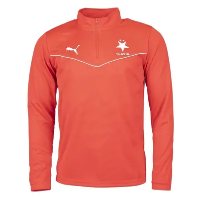 Puma TEAMRISE 1/4 ZIP TOP SK SLAVIA Pánská mikina se zipem, červená, velikost