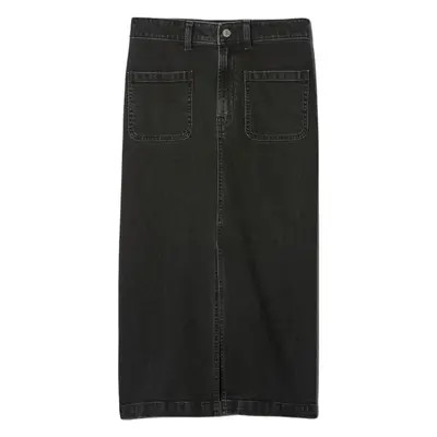 GAP V-DENIM MIDI Dámská sukně, černá, velikost