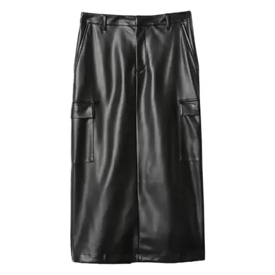 GAP VEGAN LEATHER UTILITY Dámská sukně, černá, velikost