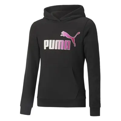 Puma ESSENTIALS+BLEACH LOGO HOODIE Dívčí mikina, černá, velikost