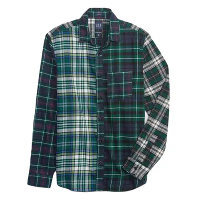 GAP MIXED PLAID FLANNEL Pánská košile, zelená, velikost