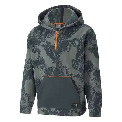 Puma ALPHA HOLIDAY HALF-ZIP HOODED Chlapecká mikina, tmavě zelená, velikost