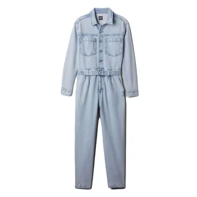 GAP LS DENIM BELTED JUMPSUIT Dámský overal, světle modrá, velikost