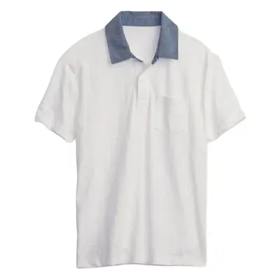 GAP CHAMBRAY POLO Chlapecké tričko, bílá, velikost