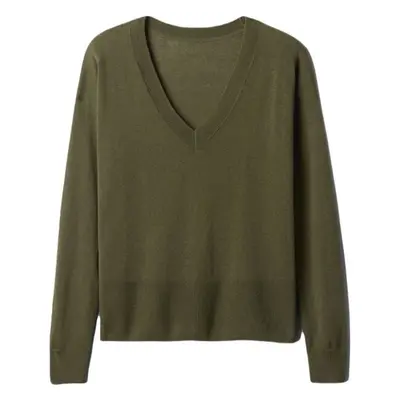 GAP LS LINEN SPLIT Dámský svetr, khaki, velikost