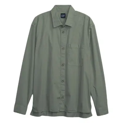 GAP GARMENT DYED TWILL Pánská košile, khaki, velikost