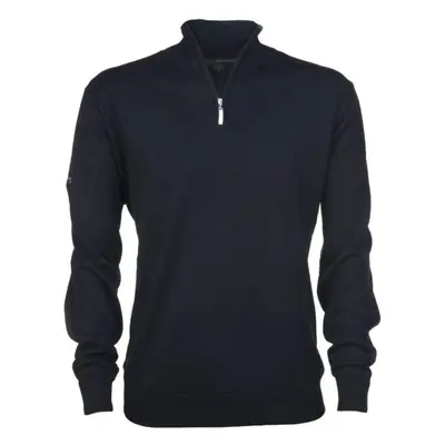 GREGNORMAN MERINO (50:50) ZIP-NECK Pánský golfový svetr, černá, velikost