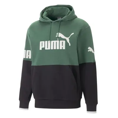 Puma POWER COLORBLOCK HOODIE Pánská mikina, zelená, velikost