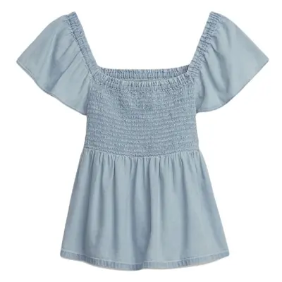 GAP TOP SMOCKED FLUTTER Dívčí tričko, světle modrá, velikost