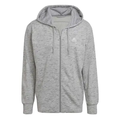 adidas MELANGE FULL-ZIP HOODIE Pánská mikina, šedá, velikost