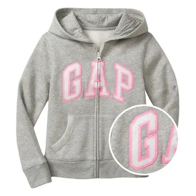 GAP LOGO FLEECE ZIP Dívčí mikina, šedá, velikost