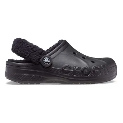 Crocs BAYA LINED FUZZ STRAP CLOG Unisex pantofle, černá