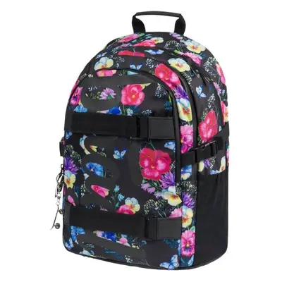 BAAGL SKATE BACKPACK FLOWERS Školní batoh, černá, velikost