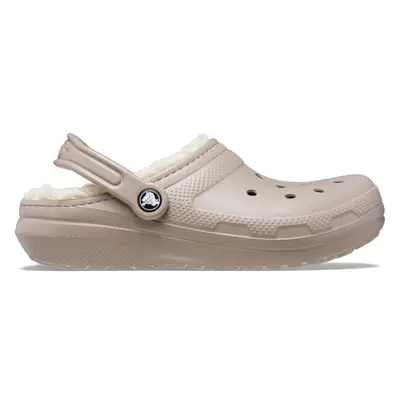 Crocs CLASSIC FUZZ LINED CLOG Dámské nazouváky, béžová