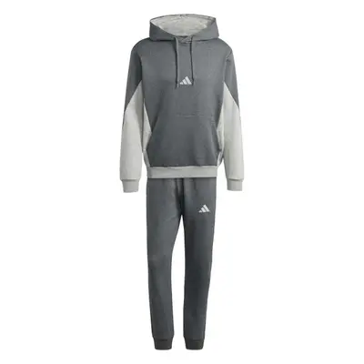 adidas SPORTSWEAR FLEECE COLORBLOCK TRACKSUIT Pánská tepláková souprava, tmavě šedá, velikost