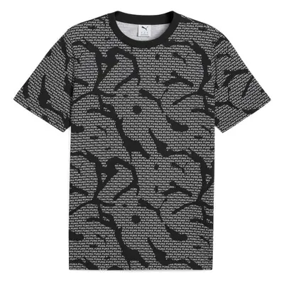 Puma ESSENTIALS LOGO LAB AOP TEE Pánské triko, tmavě šedá, velikost