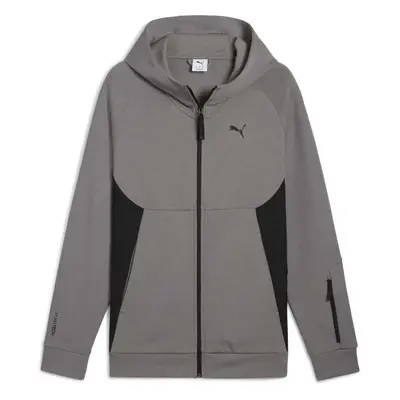 Puma TECH FULL ZIP HOODIE DK Pánská mikina, tmavě šedá, velikost