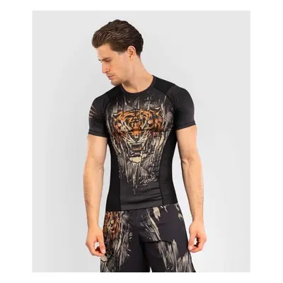 Venum TIGER SHORT SLEEVE RASHGUARD Pánské triko, černá, velikost