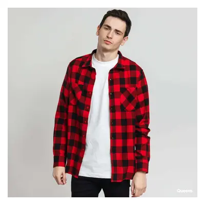 Košile Urban Classics Checked Flanell Shirt Black/ Red