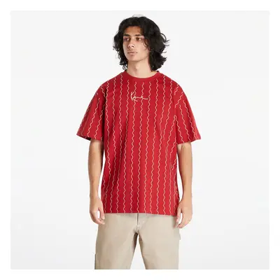 Tričko Karl Kani Small Signature Ziczac Pinstripe Tee Dark Red/ Off White