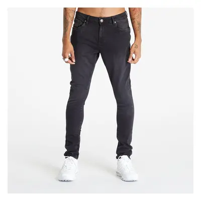 Kalhoty Urban Classics Slim Fit Zip Jeans Real Black Washed