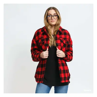 Bunda Urban Classics Ladies Flanell Padded Overshirt Black / Red