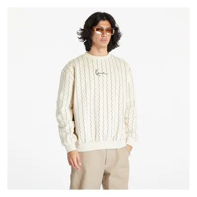 Mikina Karl Kani Small Signature Ziczac Pinstripe Crew Off White/ Black