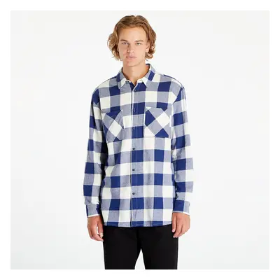 Košile Urban Classics Long Oversized Checked Shirt Dark Blue/ Cream