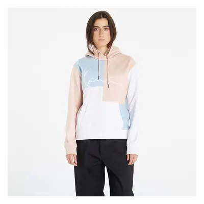 Mikina Karl Kani Signature Block Hoodie Dusty Rose/ Light Blue/ White