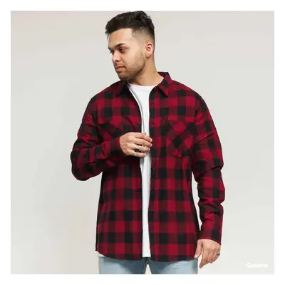 Košile Urban Classics Checked Flanell Shirt Black/ Burgundy